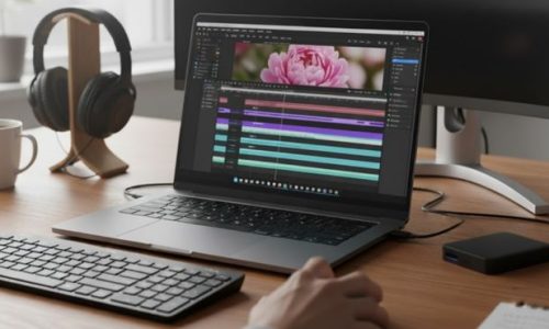 14-inch laptop video editing setup Compact laptop external monitor configuration Video editing proxy workflow Portable laptop color grading workspace Small screen editing optimization tips